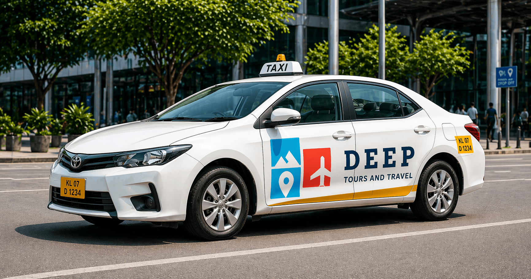 Deep Tour and Travels taxi on city road